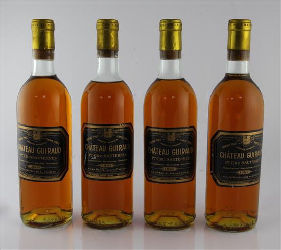 Four bottles of Chateau Guiraud, 1969, 1er Cru Sauternes,